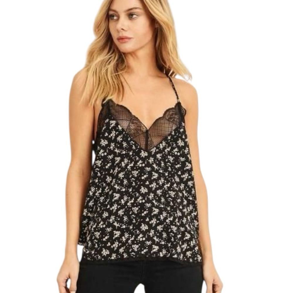 Storia Black and White Lace Camisole Top